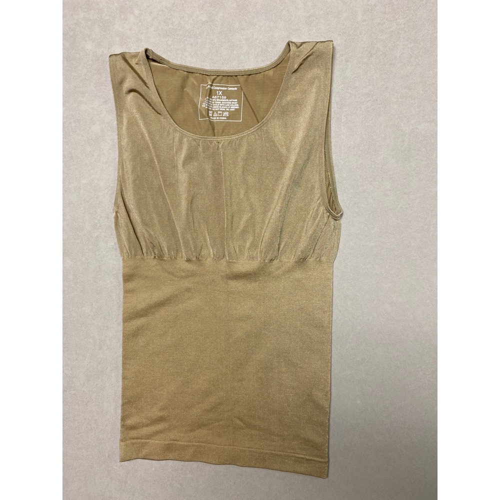 Graduated Compression Camisole Gold Shimmer Scoop Neck Tank Top 1X A67159